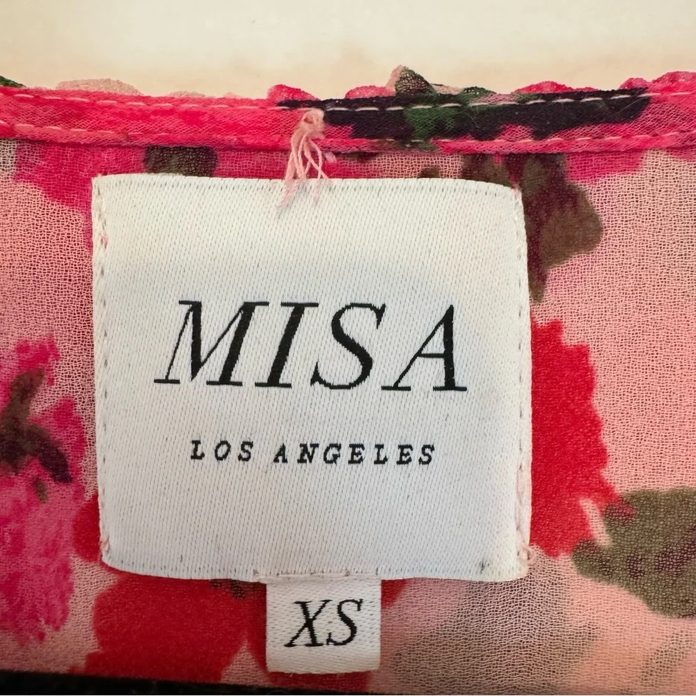 MISA Los Angeles Pink Floral Ruffle Dress XS - Picture 8 of 12
